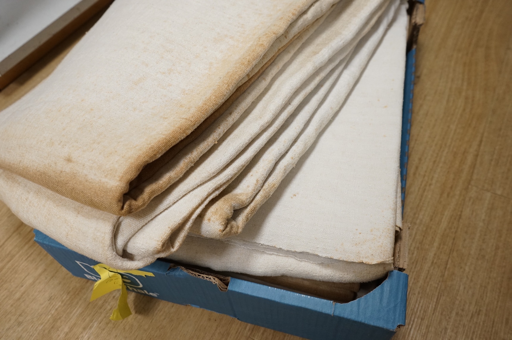 Six coarse French provincial linen sheets